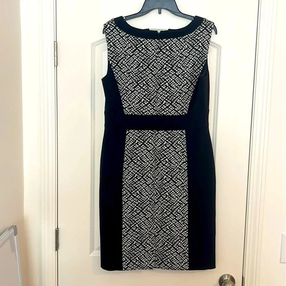 TAHARI-LEVINE STUDIO Black & White Below Knee Dress Size 10 - Picture 2 of 4